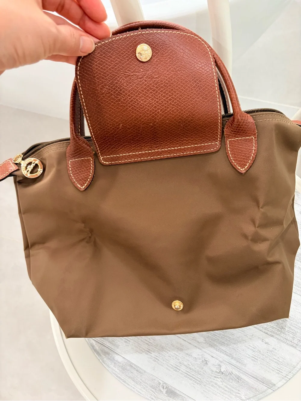 Longchamp Classic Brown Women's Small Tote Bag with Leather - Picture 2 of 12